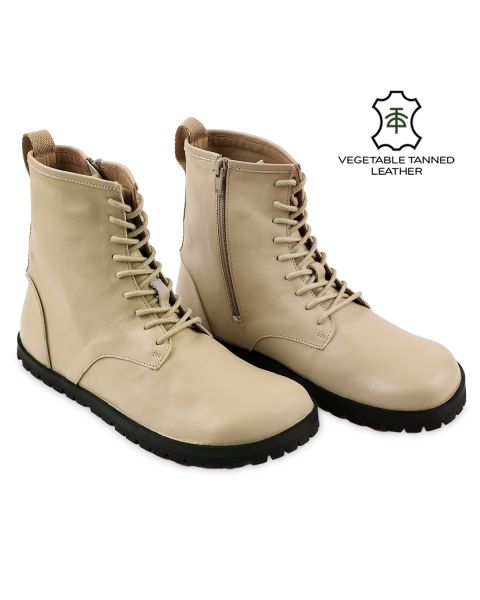 Ghete barefoot KOMBAT - Cream - Tikki Shoes Boots
